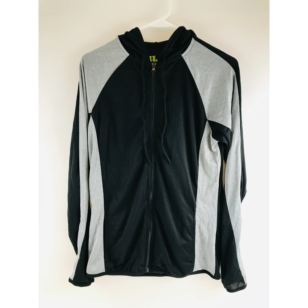 Leslie Jordan Hoodie Jacket Women's Size M Black Gray Athletic Full Zip Long Slv
